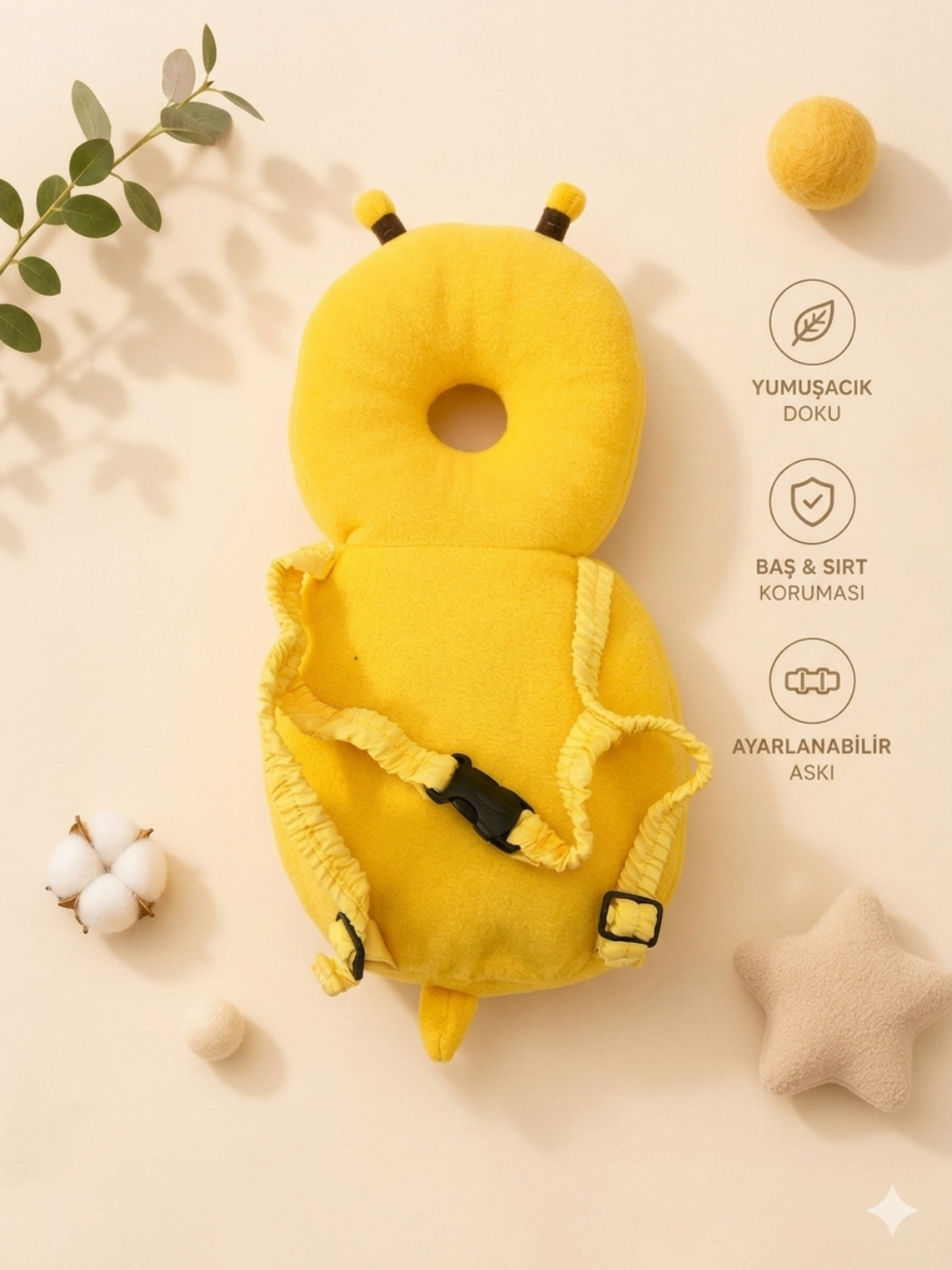 Bebek Baş & Sırt Koruyucu Yastık (Arı Modeli)